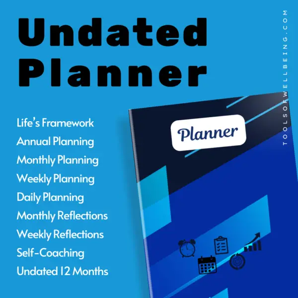 Undated 12 month planner Notebook Cover with details