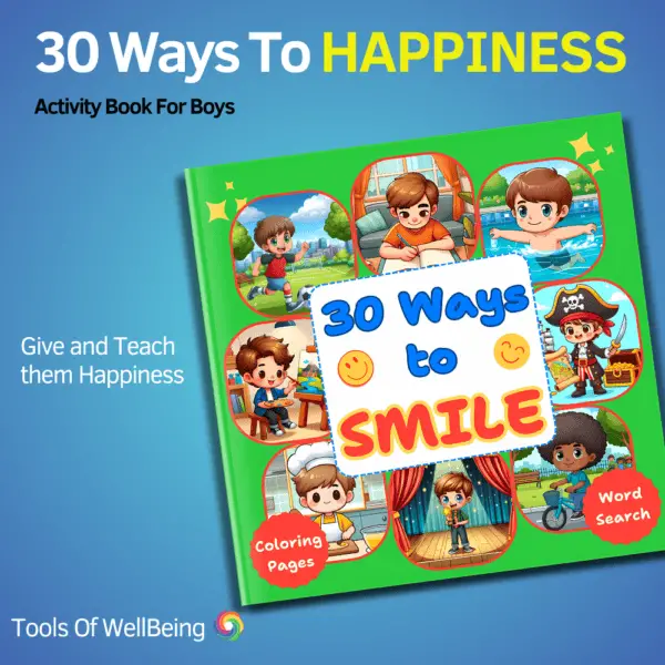 30 ways to happiness activity book for boys cover