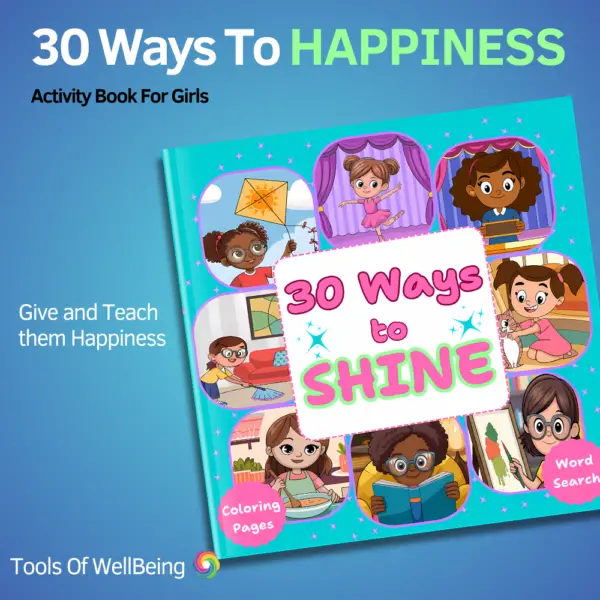 30 ways to happiness activity book for girls cover
