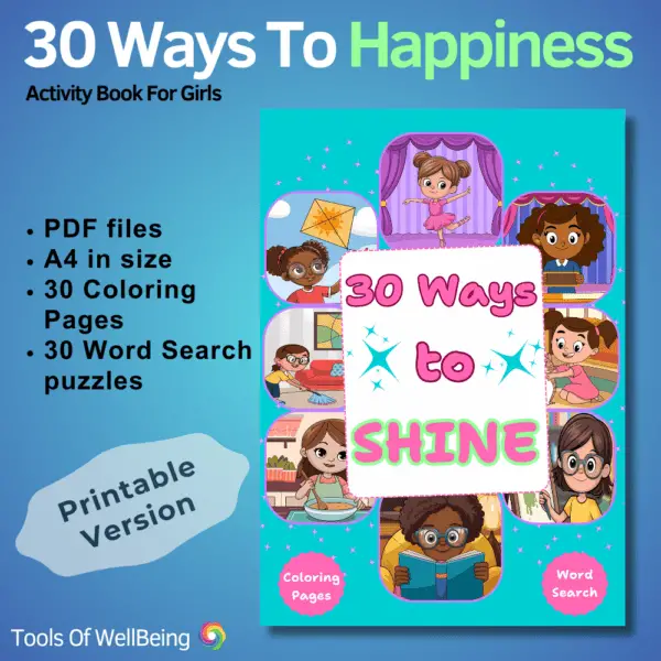 30 ways to happiness activity printable copy for girls cover