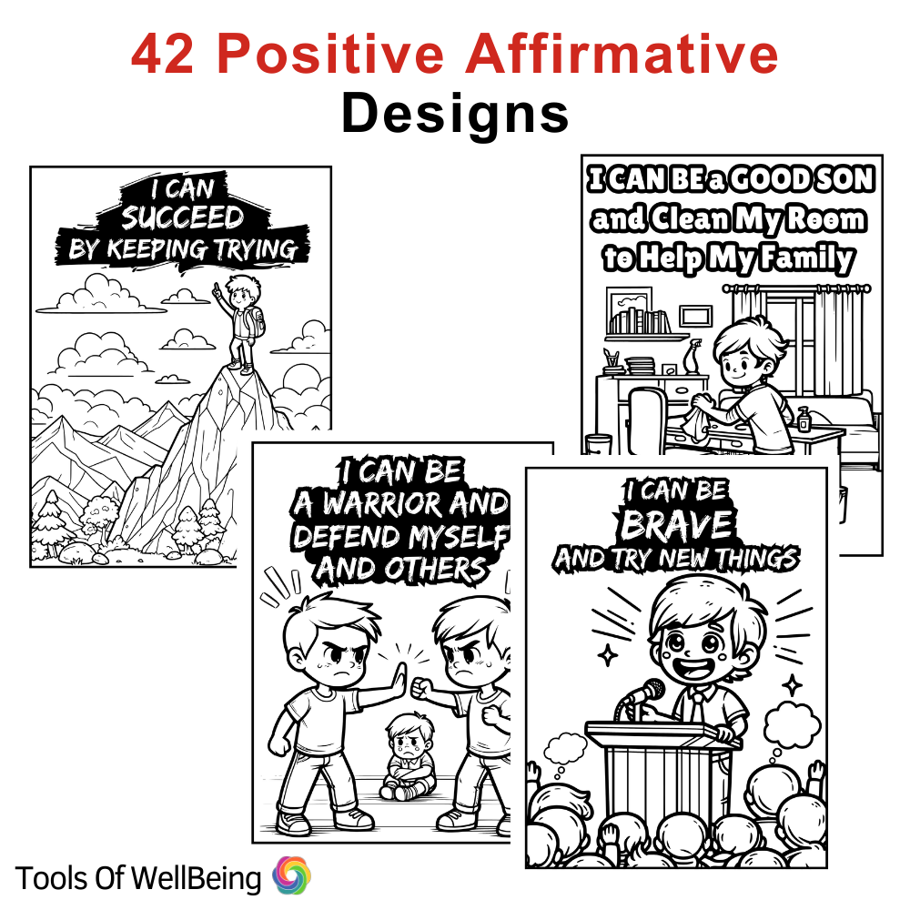 I can positive affirmations coloring book for boys book content