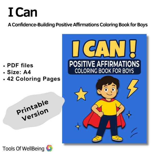 I can positive affirmations coloring book for boys book printable cover