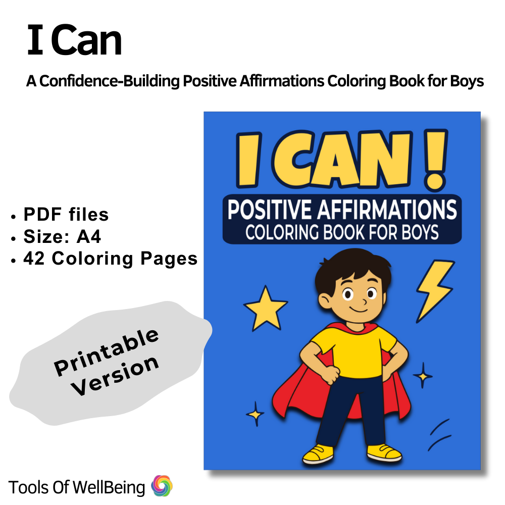 I can positive affirmations coloring book for boys book printable cover