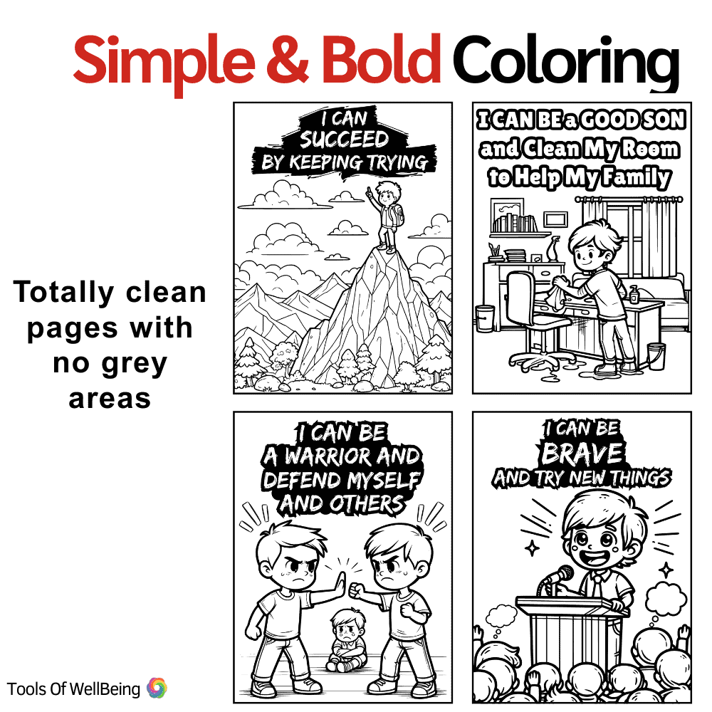I can positive affirmations coloring book for boys book printable content