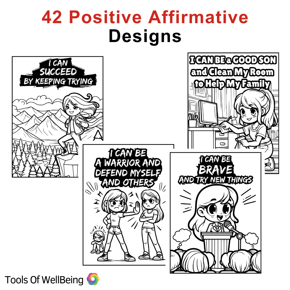 I can positive affirmations coloring book for girls book content