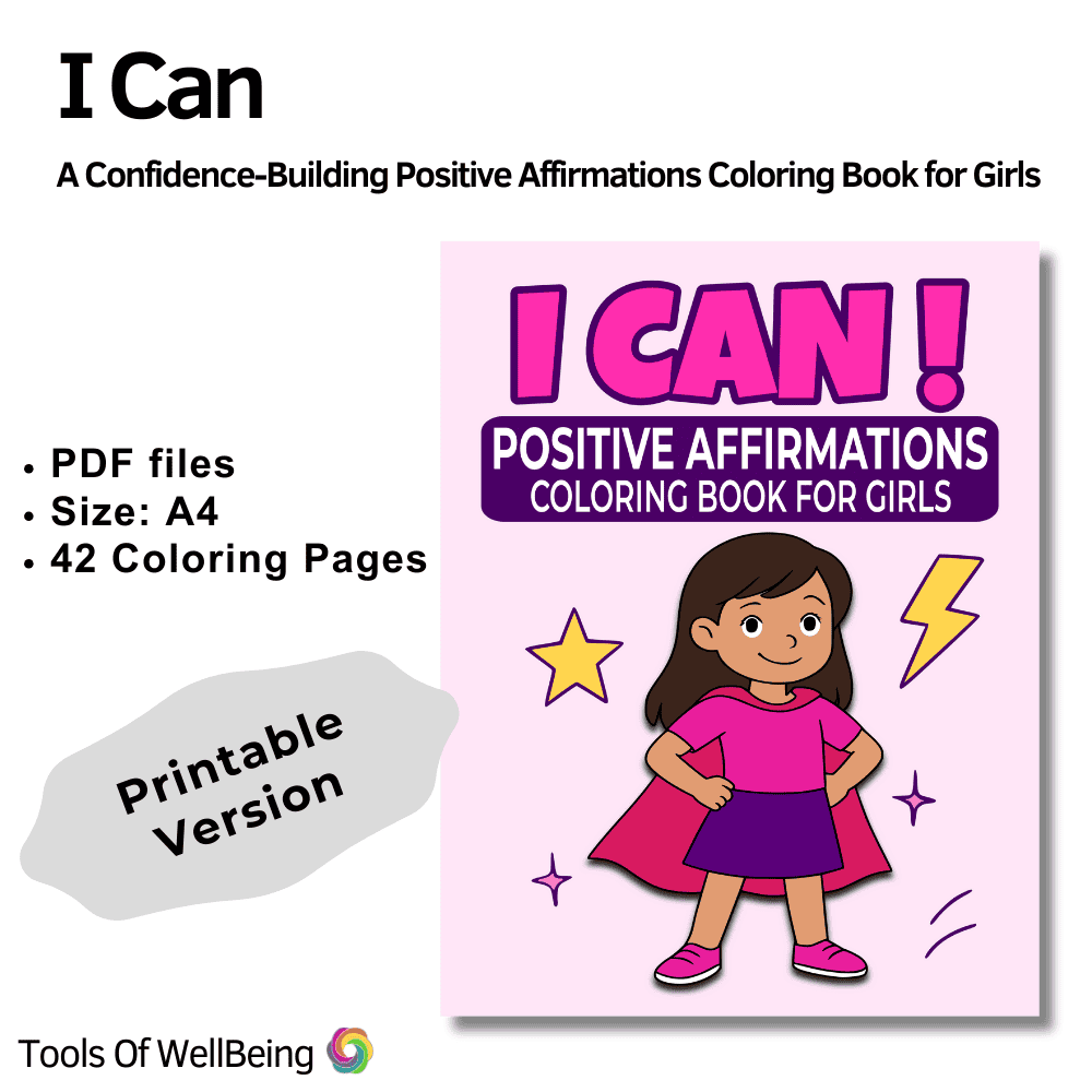 I can positive affirmations coloring book for girls book printable cover