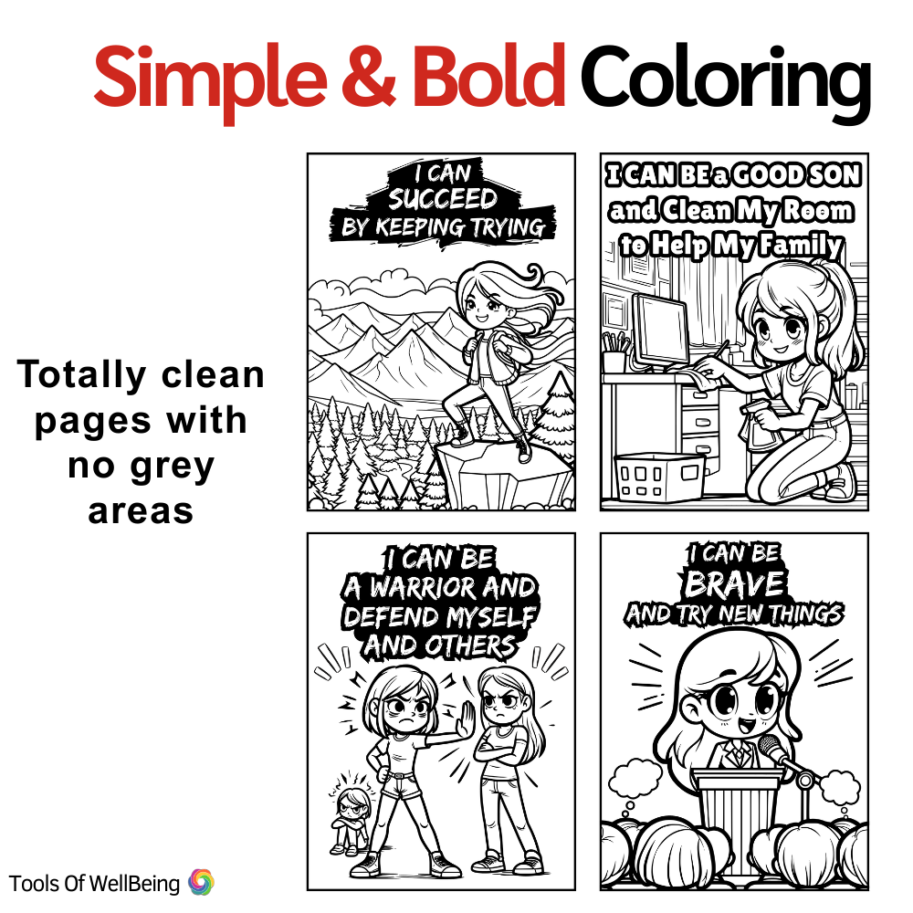 I can positive affirmations coloring book for girls book printable content