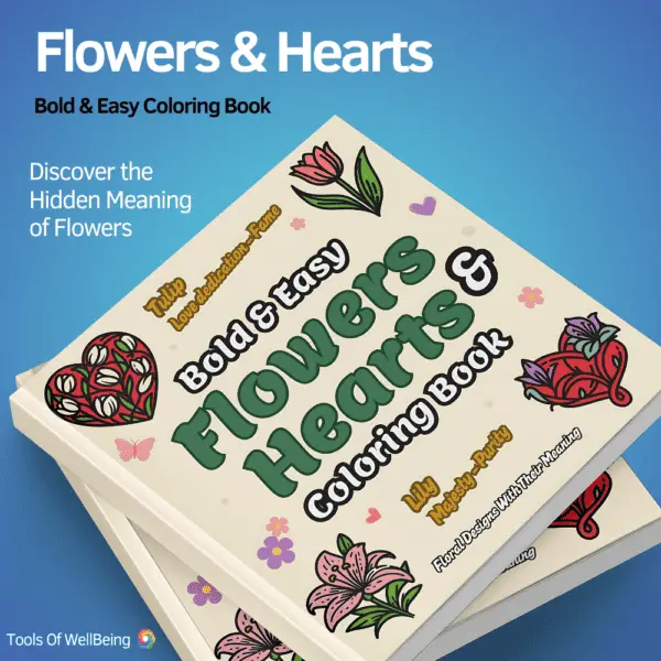 Bold and easy flowers and hearts coloring book