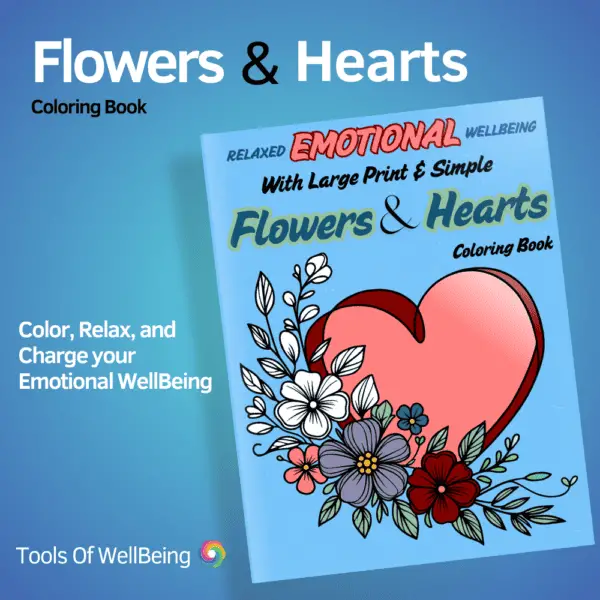 flowers and hearts coloring book cover