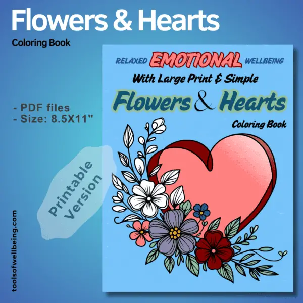 flowers and hearts printable coloring page