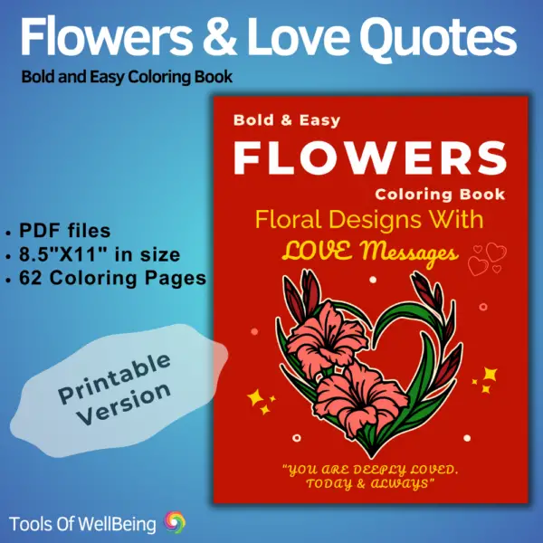 flowers coloring book for seniors with love quotes printable book